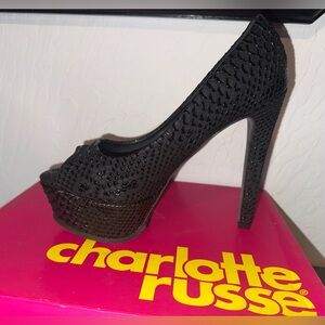 Charlotte Russe Black Textured Heels